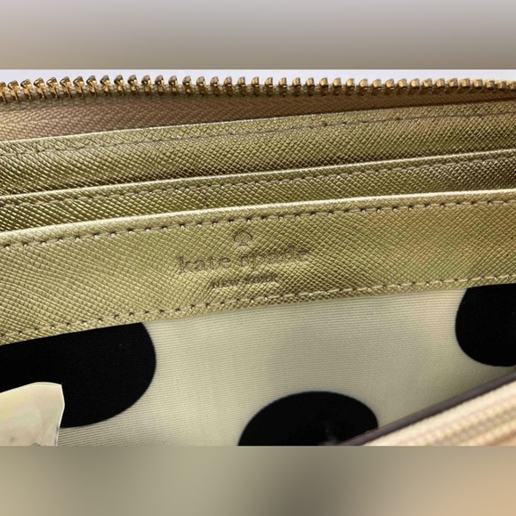 SALE - Kate Spade Gold Zip Around Wallet - Picture 6 of 9